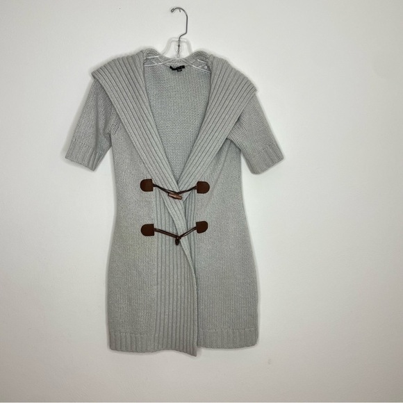 Vintage Y2K THEORY Wool Cashmere Blend Hooded Cardigan Minimalist Academia small - Picture 3 of 12